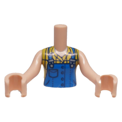 LEGO® FTGpb338c01 mini-doll blue overalls and yellow checkered blouse torso front view