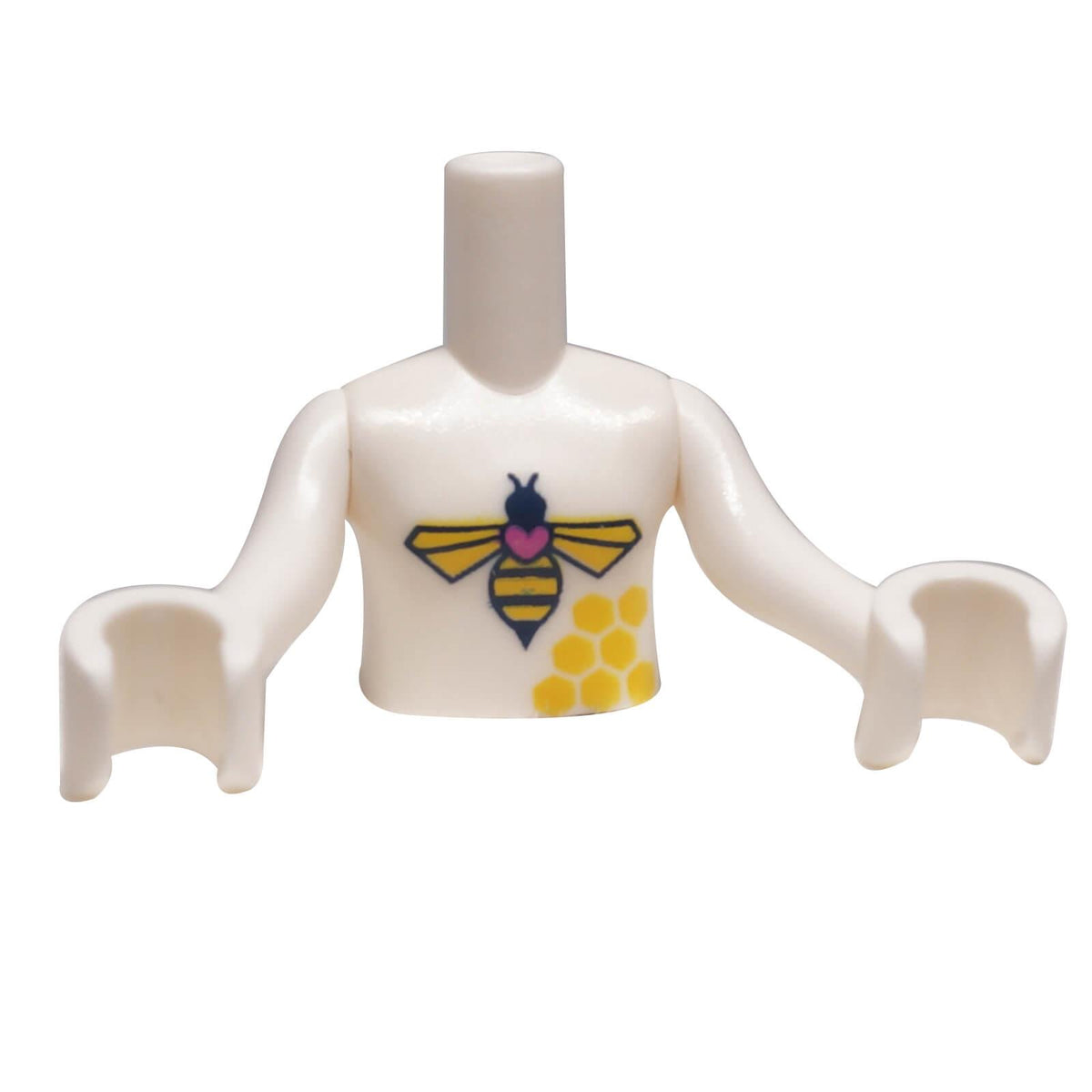 LEGO® FTGpb339c01 white mini-doll torso with bee and honeycomb pattern front view