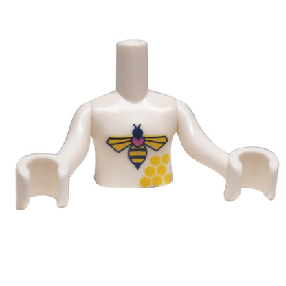 LEGO® FTGpb339c01 white mini-doll torso with bee and honeycomb pattern front view