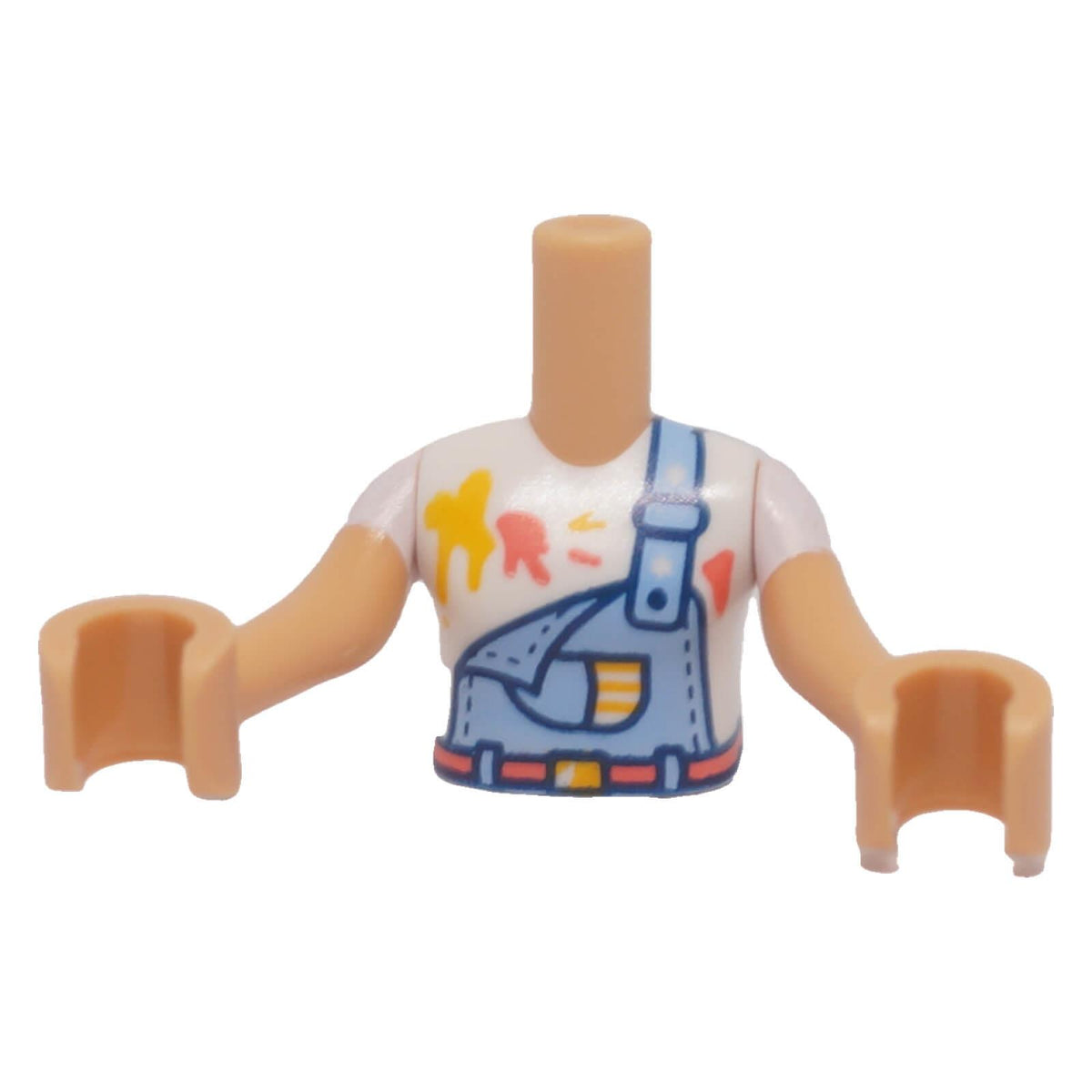 LEGO® FTGpb405c01 mini-doll girl torso with bright light blue overalls and paint stains front view