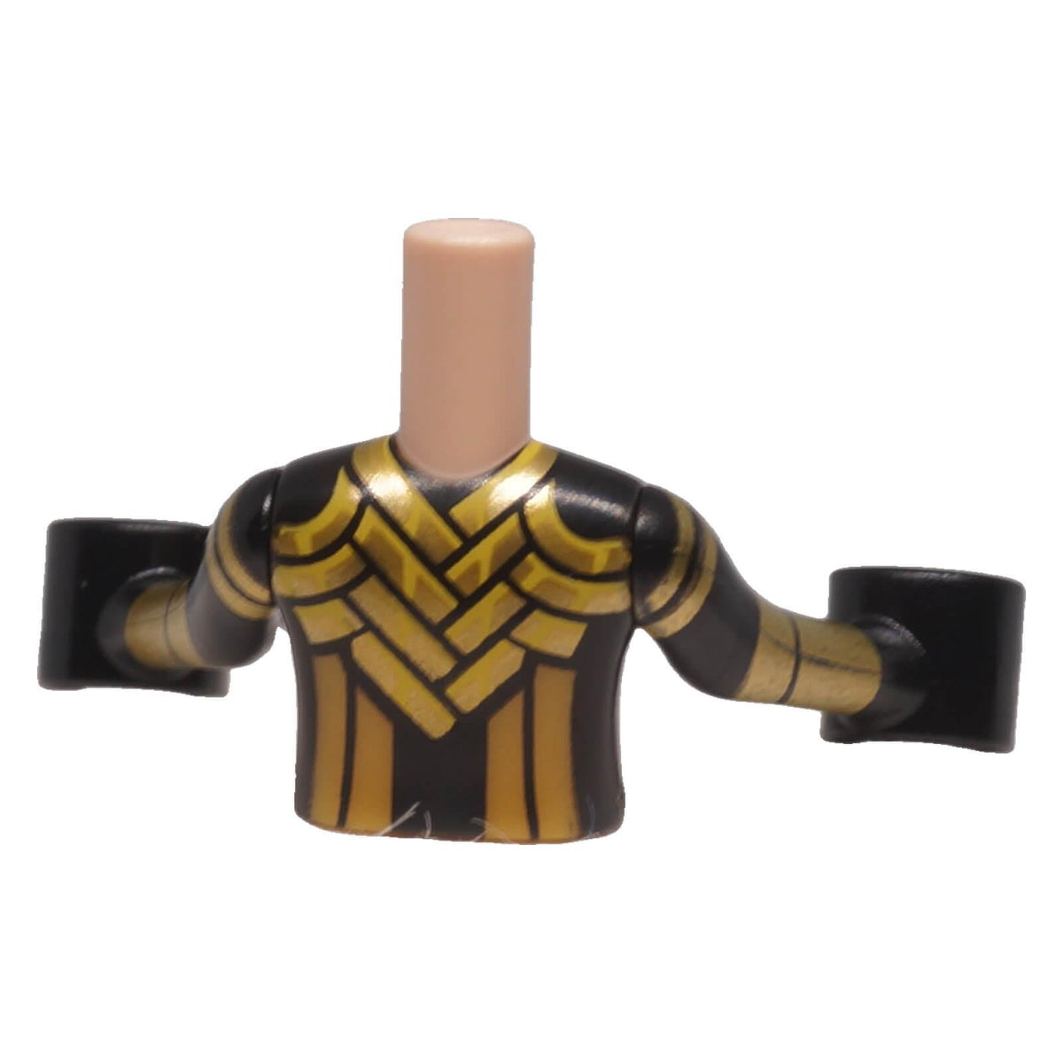 LEGO® FTGpb459c01 mini-doll girl black top with gold stripes back view