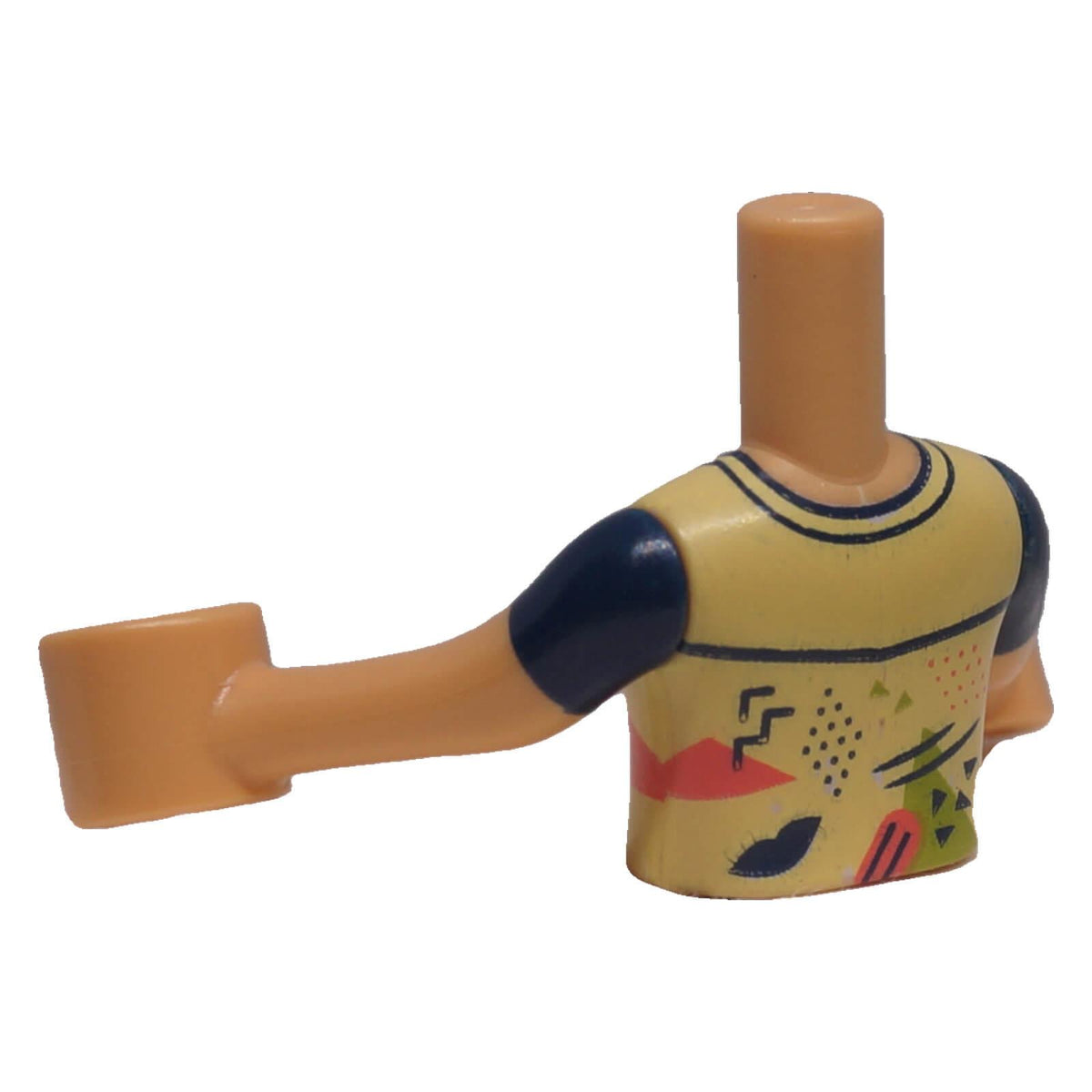 LEGO® FTGpb475c01 patterned mini-doll torso angled back view showing colourful graphics