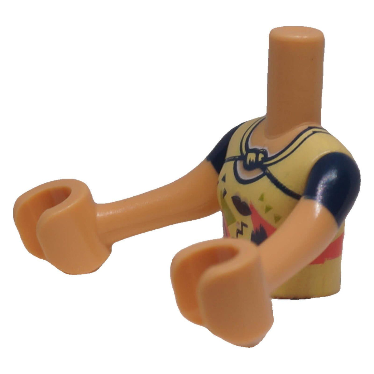 LEGO® FTGpb475c01 patterned mini-doll torso angled front view with dark blue sleeves
