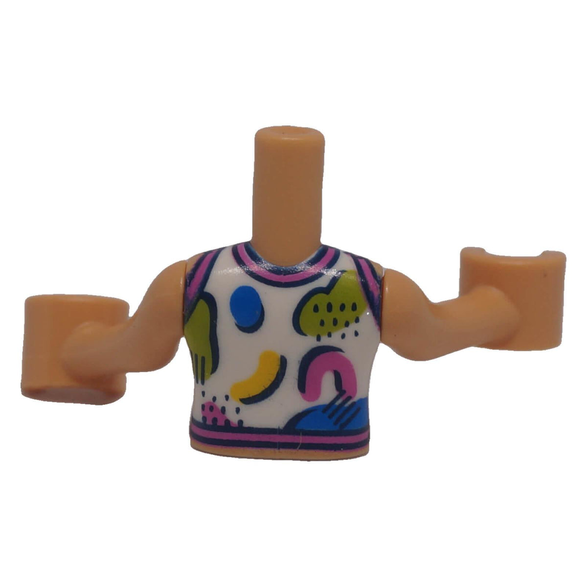 LEGO® FTGpb511c01 white patterned mini-doll tank top torso back view