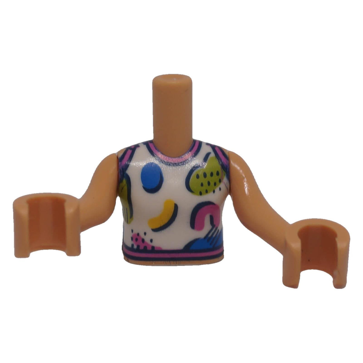 LEGO® FTGpb511c01 white patterned mini-doll tank top torso front view