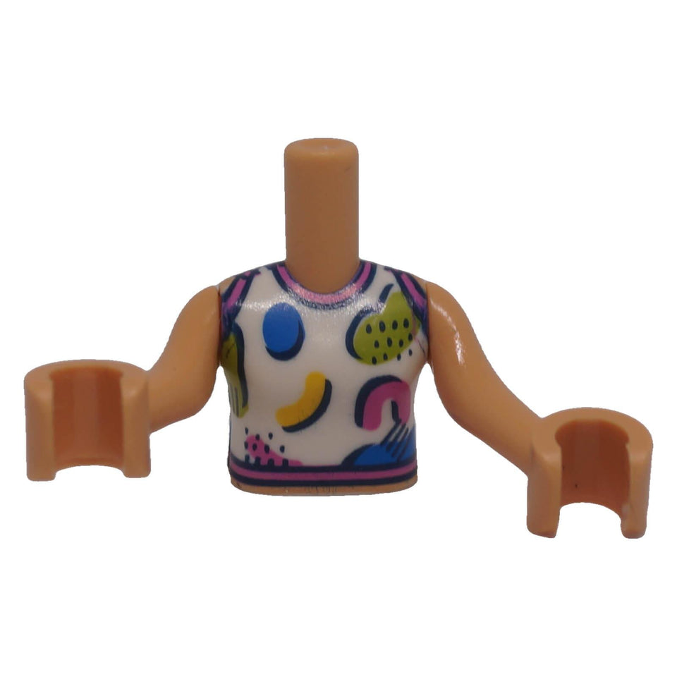 LEGO® FTGpb511c01 white patterned mini-doll tank top torso front view