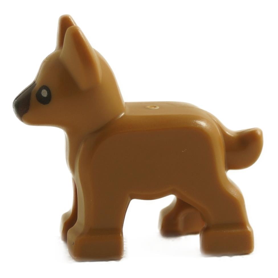 Brown Alsatian German Shepherd puppy figure with black muzzle and upright ears