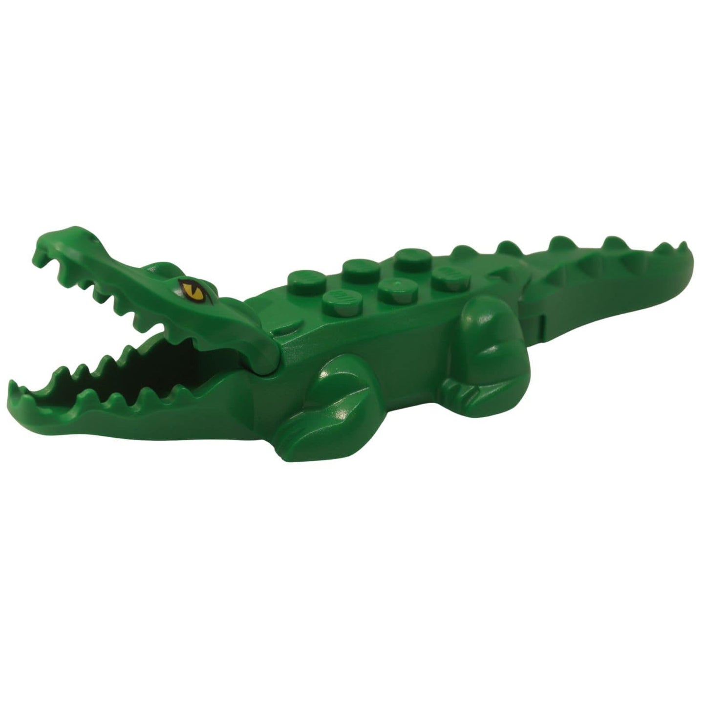 LEGO Green Alligator Crocodile 18904c05pb01 with yellow eyes and open jaw side view