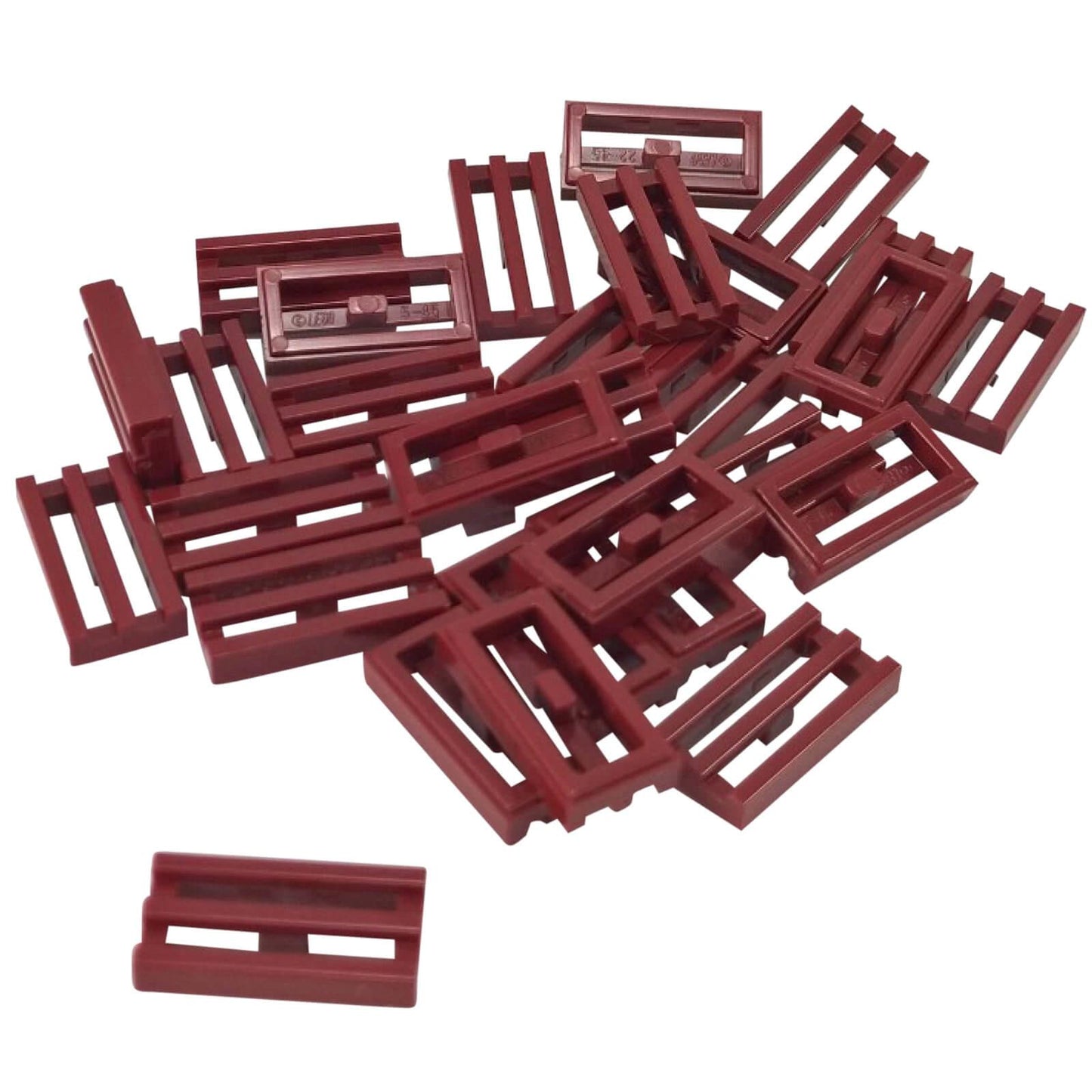 LEGO grille tile 1x2 modified groove vent pattern 2412b dark red