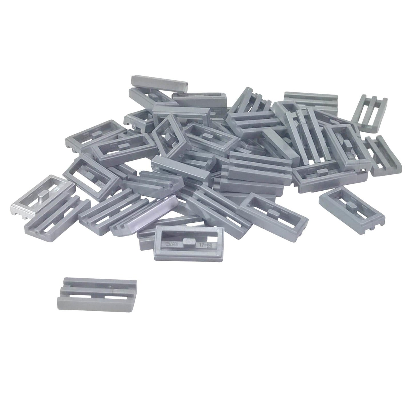 LEGO grille tile 1x2 modified groove vent pattern 2412b flat silver