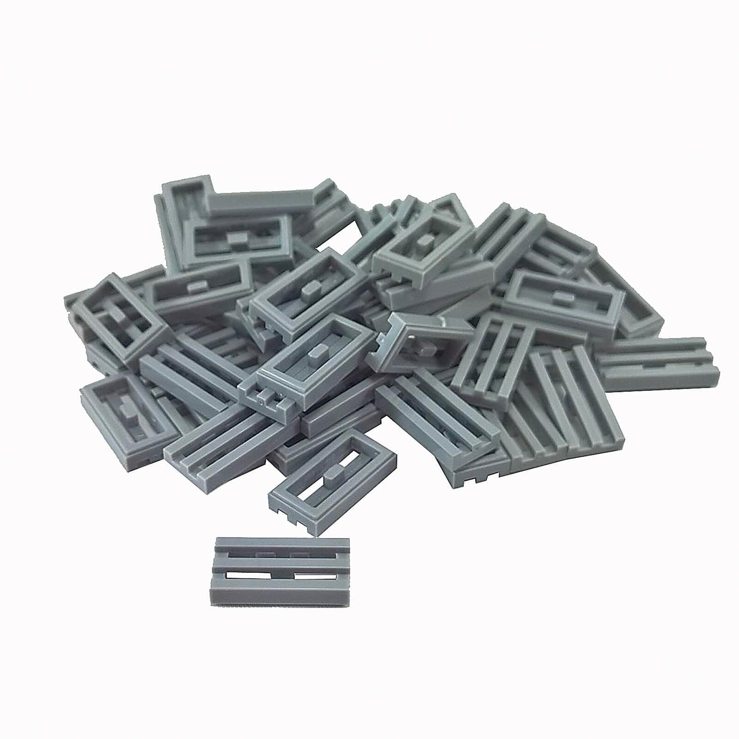 LEGO grille tile 1x2 modified groove vent pattern 2412b light bluish gray