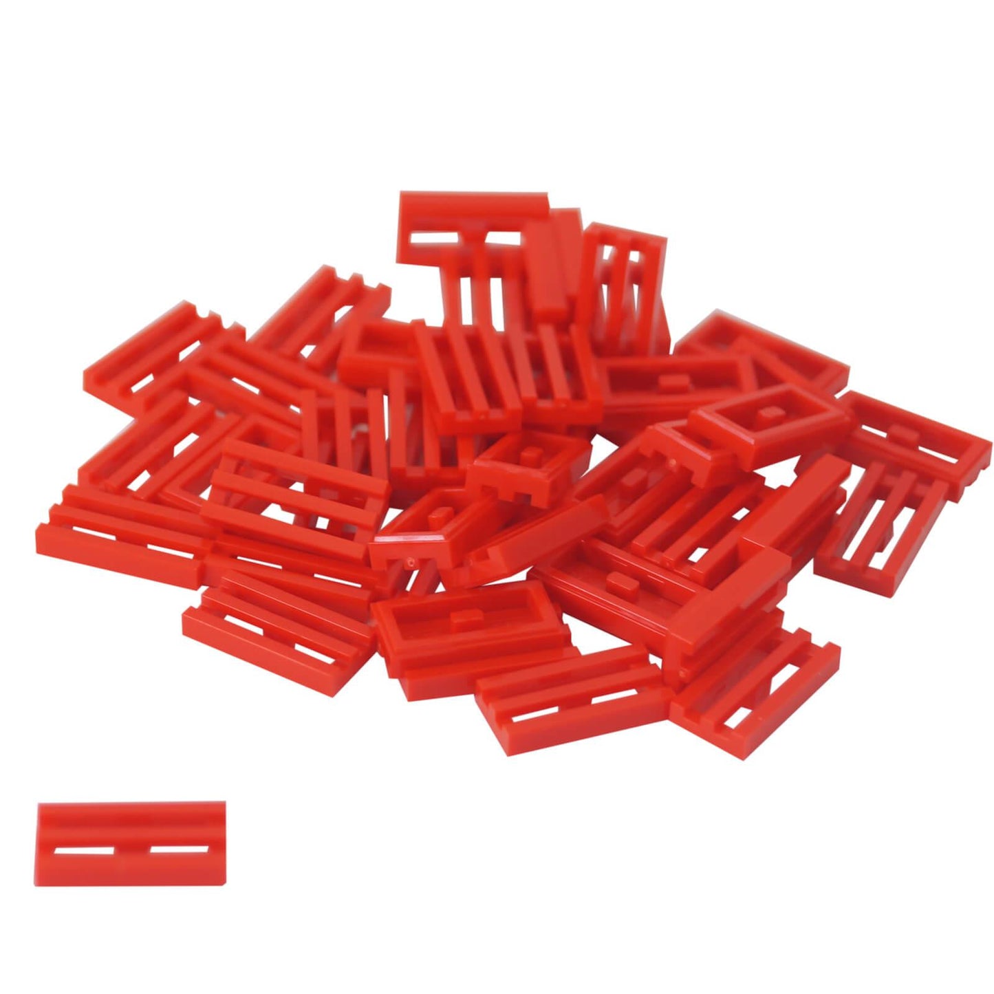 LEGO grille tile 1x2 modified groove vent pattern 2412b red