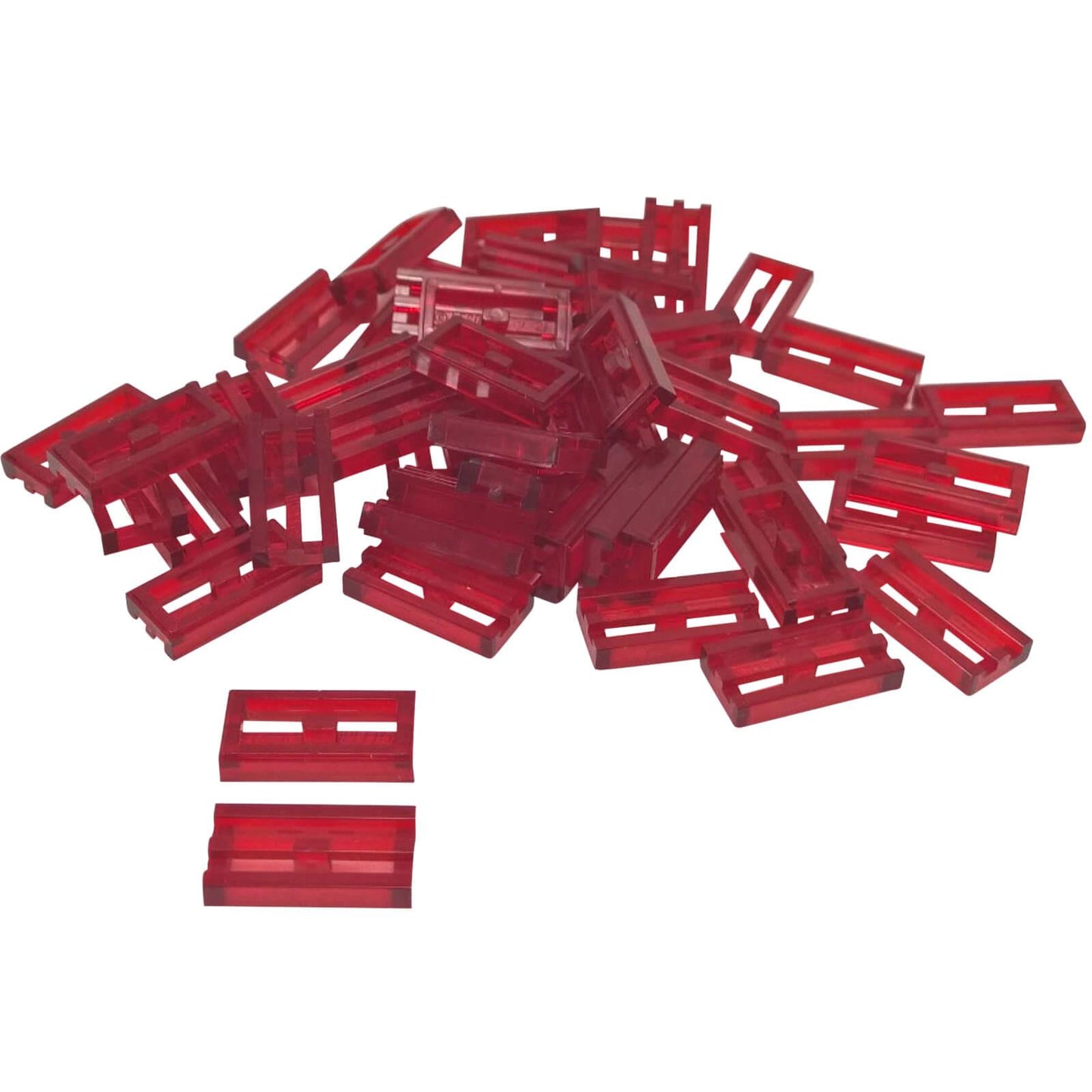 LEGO grille tile 1x2 modified groove vent pattern 2412b trans-red