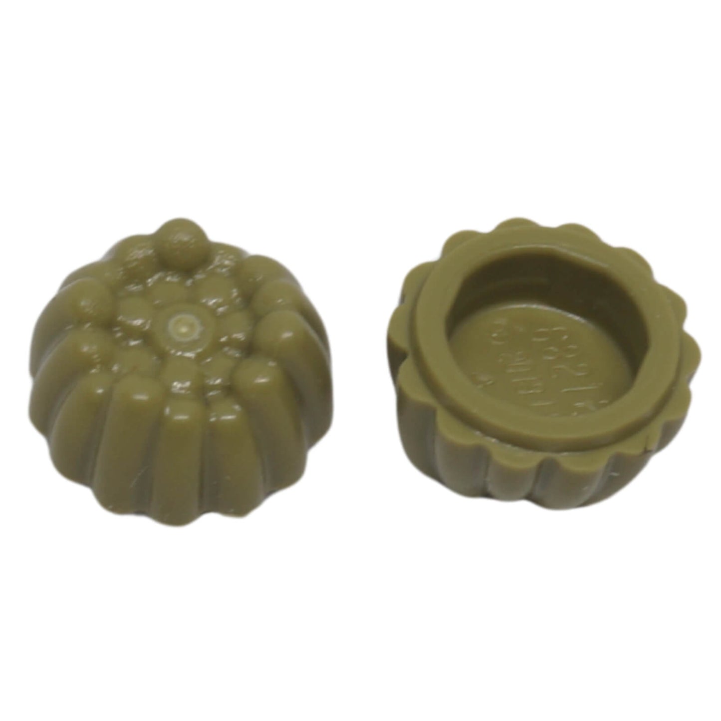 LEGO® Minifigure Hair – Small Stud Size Spiky Tuft (68212) in Olive green. This compact hair element features a short, spiky tuft design ideal for minifigures or creative detailing.
