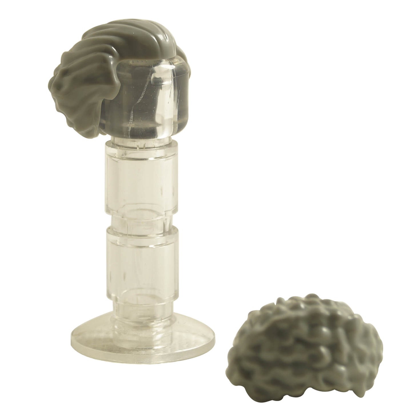 LEGO® minifigure hair swept back with widow’s peak, chin-length sides and bushy back (21269) in light bluish gray.
