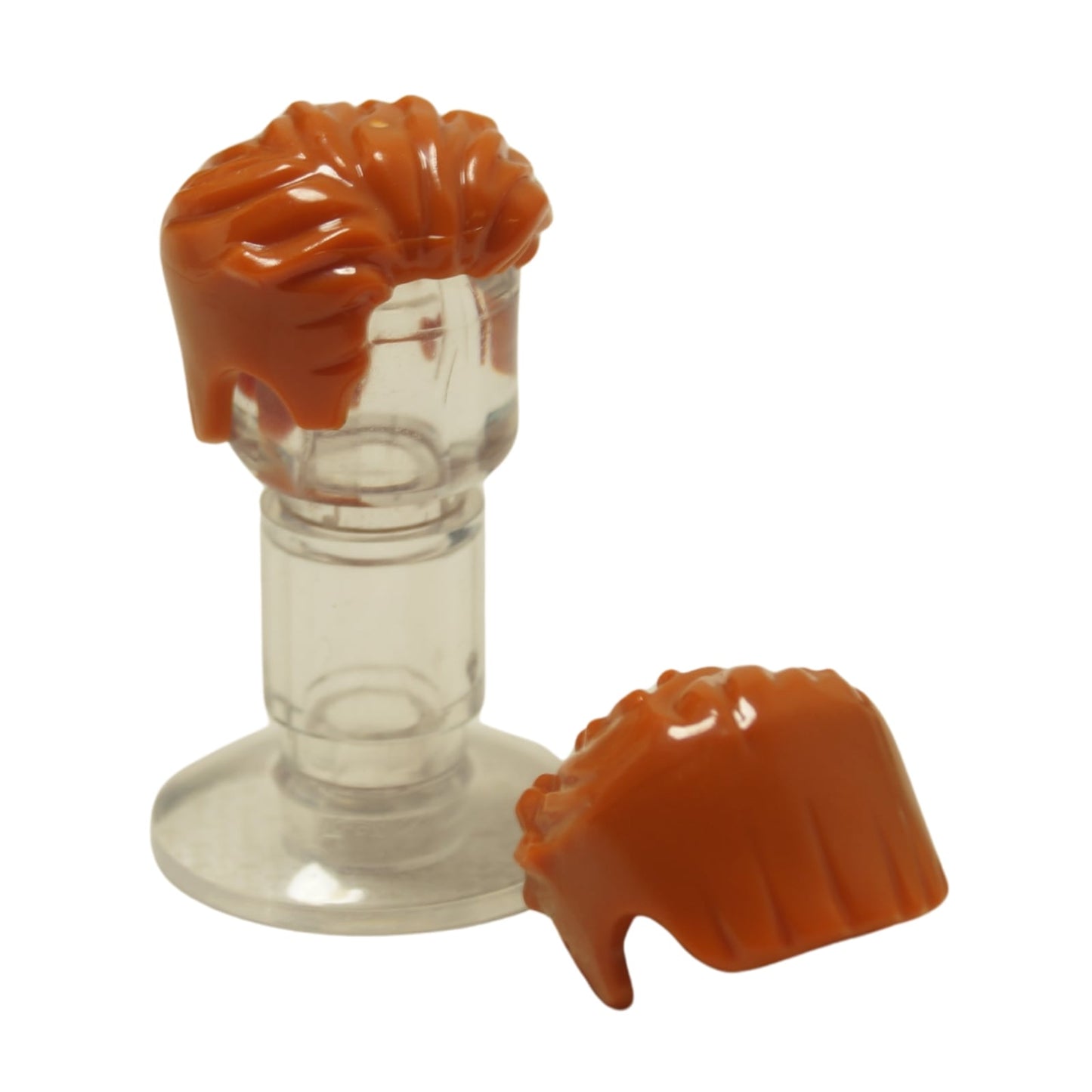 LEGO® cabello de minifigura peinado a la izquierda y despeinado con una ligera entrada de viuda y patillas cortas (23186) en naranja oscuro.
