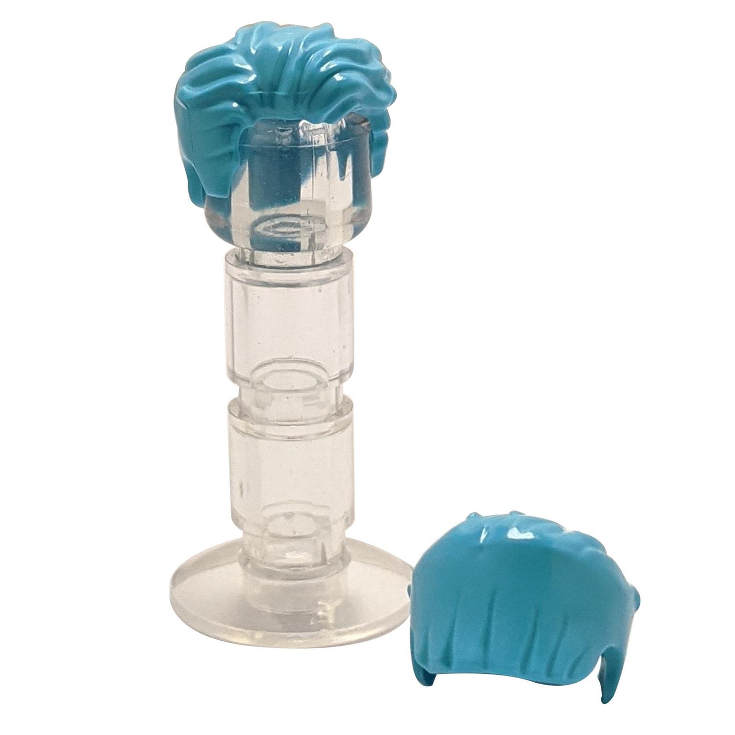 LEGO® cabello de minifigura peinado a la izquierda y despeinado con una ligera entrada de viuda y patillas cortas (23186) en azul medio.
