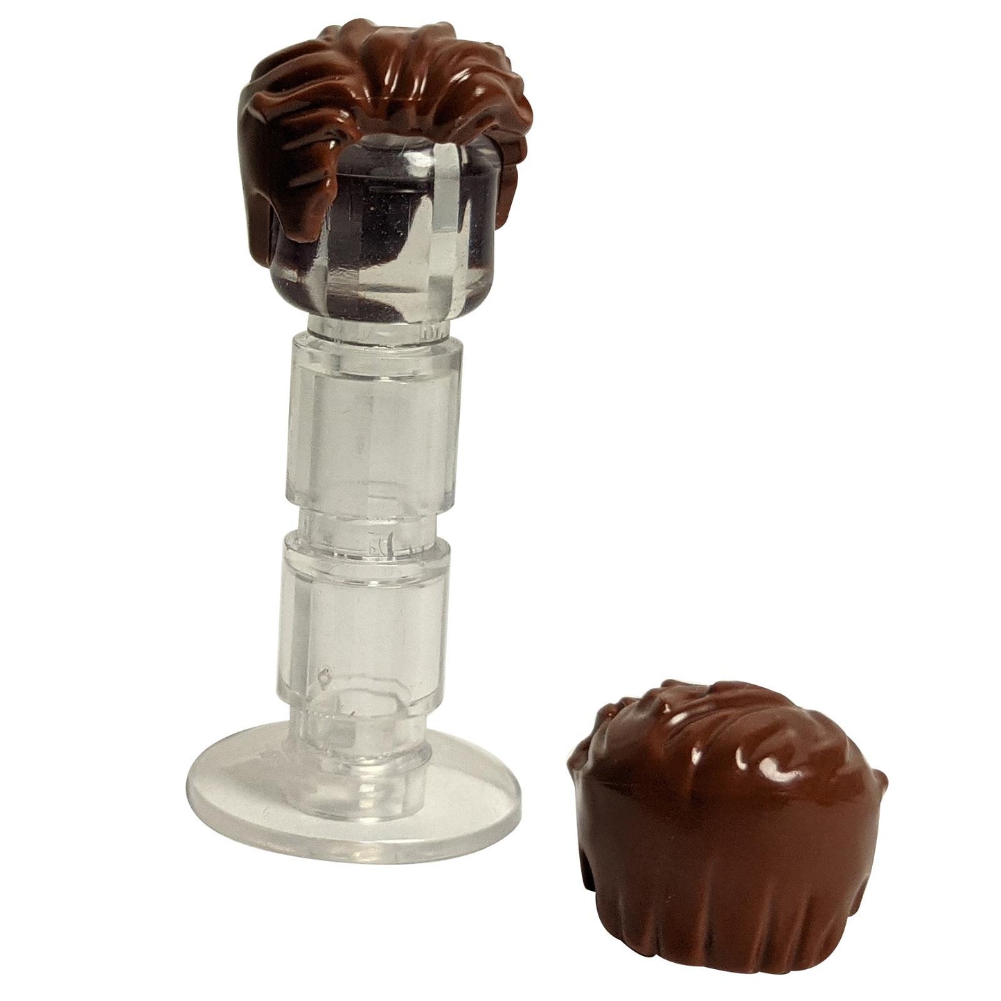 LEGO® cabello de minifigura peinado a la izquierda y despeinado con una ligera entrada de viuda y patillas cortas (23186) en marrón rojizo.

