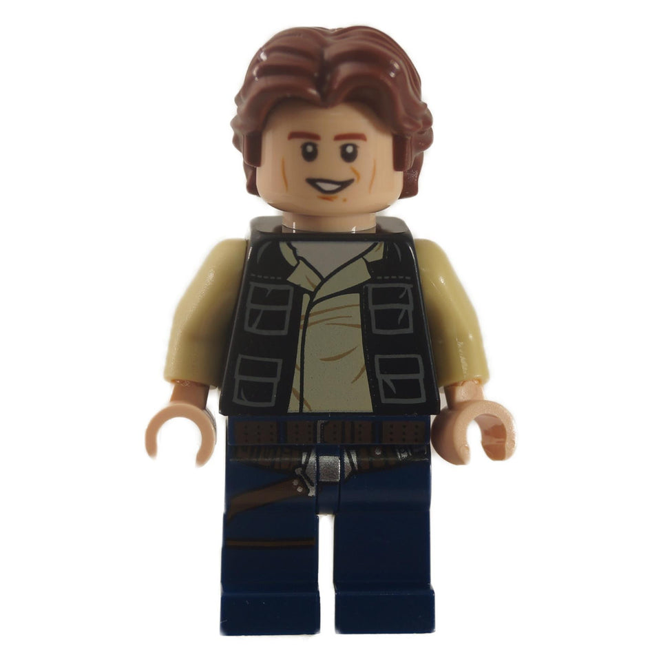 LEGO® Han Solo Black Vest Minifigure sw0771 with ruffled brown hair and dark blue legs