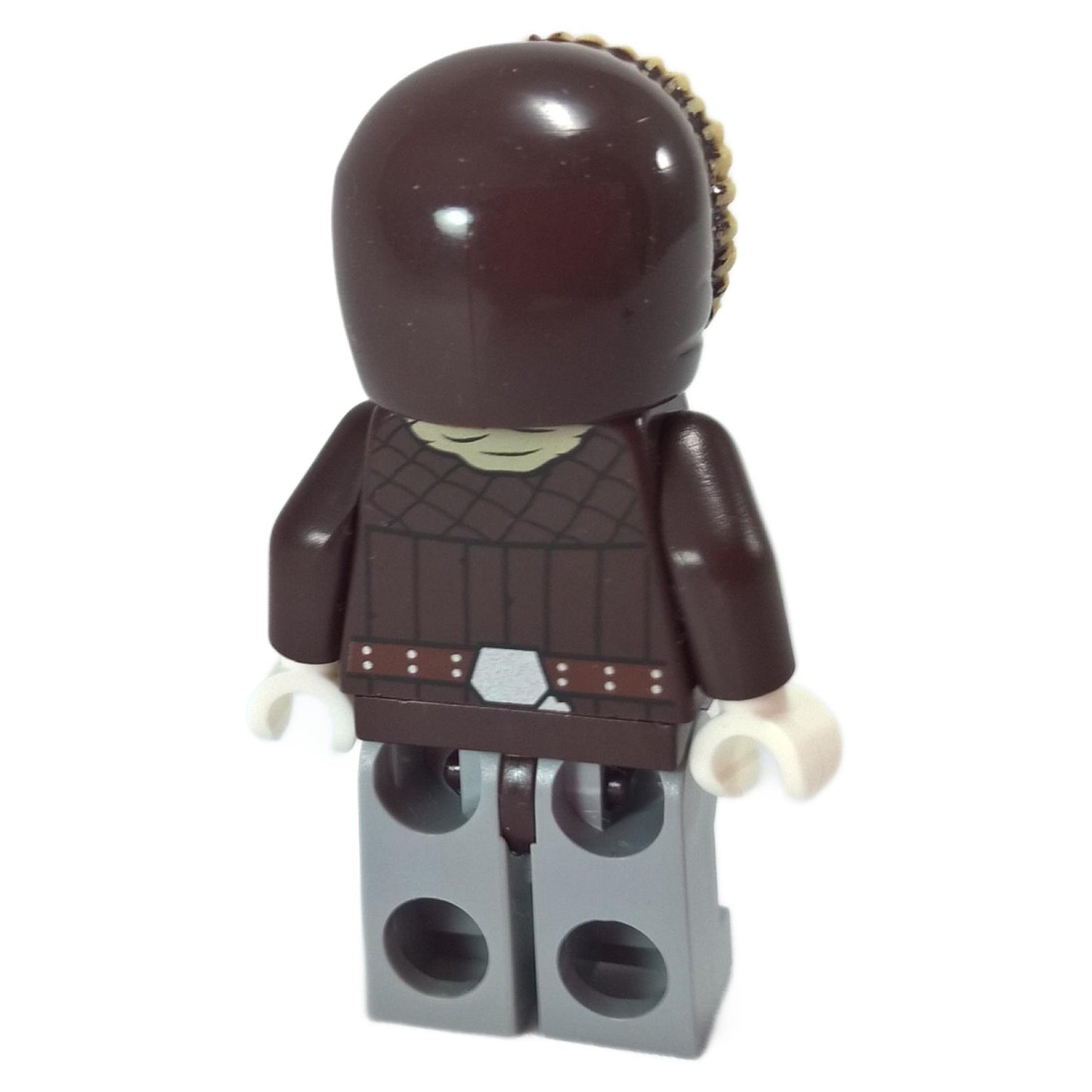 Back view of LEGO® Han Solo Minifigure (sw0709) showing printed dark brown Hoth parka design.