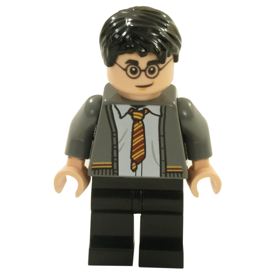 LEGO® Harry Potter hp238 minifigure wearing a Gryffindor cardigan sweater
