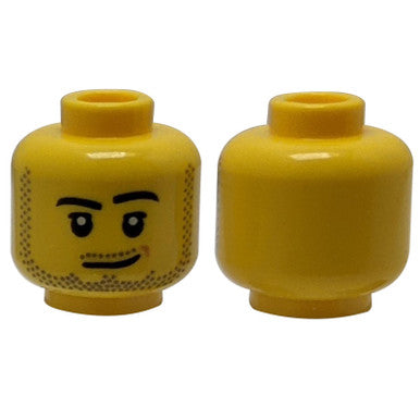 LEGO Minifigura Testa con espressione sorridente, stampa di barba di tre giorni e basette.