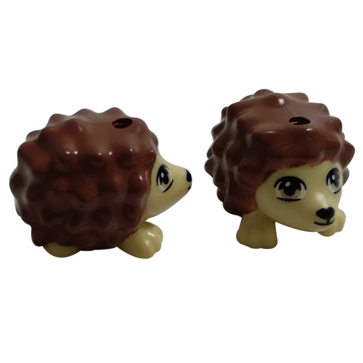 LEGO hedgehog animal figure reddish brown with black eyes