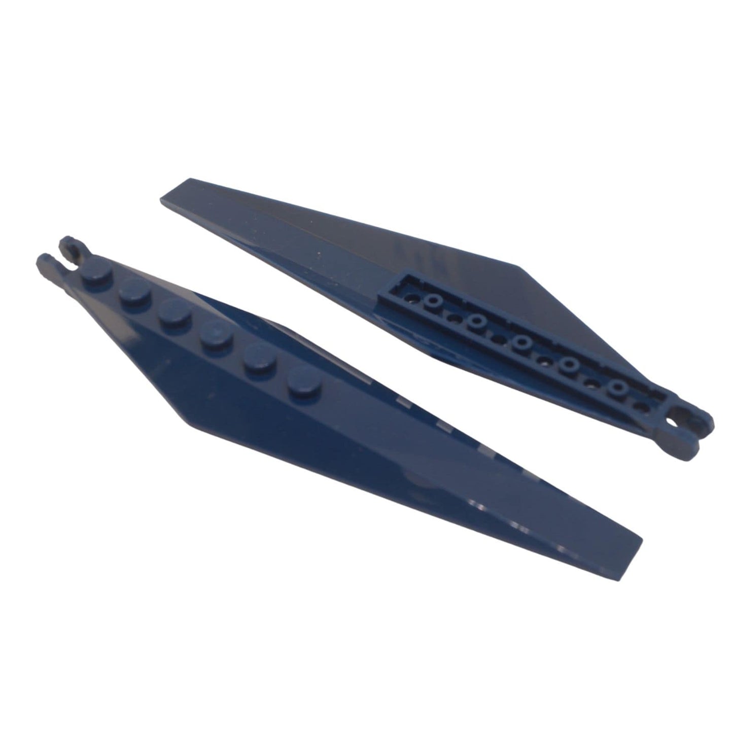 LEGO® hinge plate 3 x 12 with angled side extensions and tapered ends, large articulated plate for folding panels and structural builds, dark blue color
