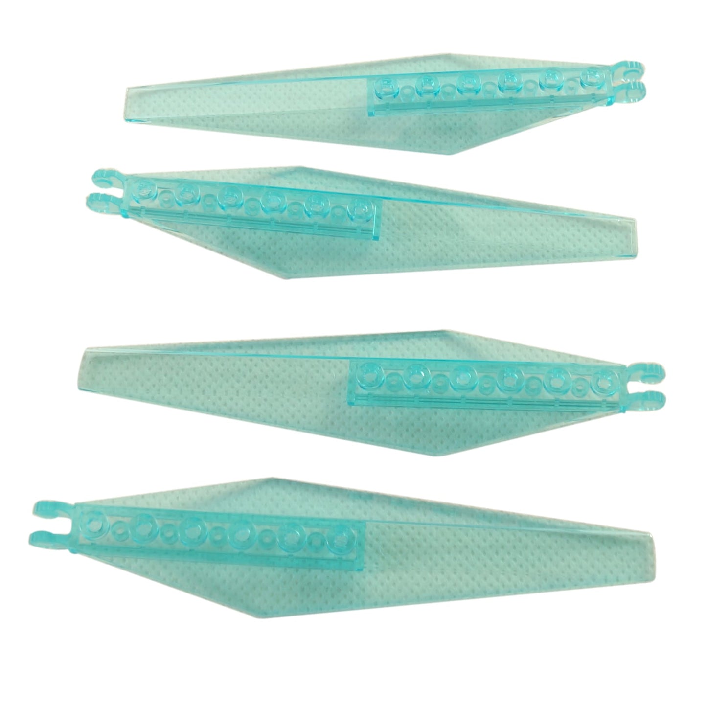 LEGO® hinge plate 3 x 12 with angled side extensions and tapered ends, large articulated plate for folding panels and structural builds, trans-light blue color
