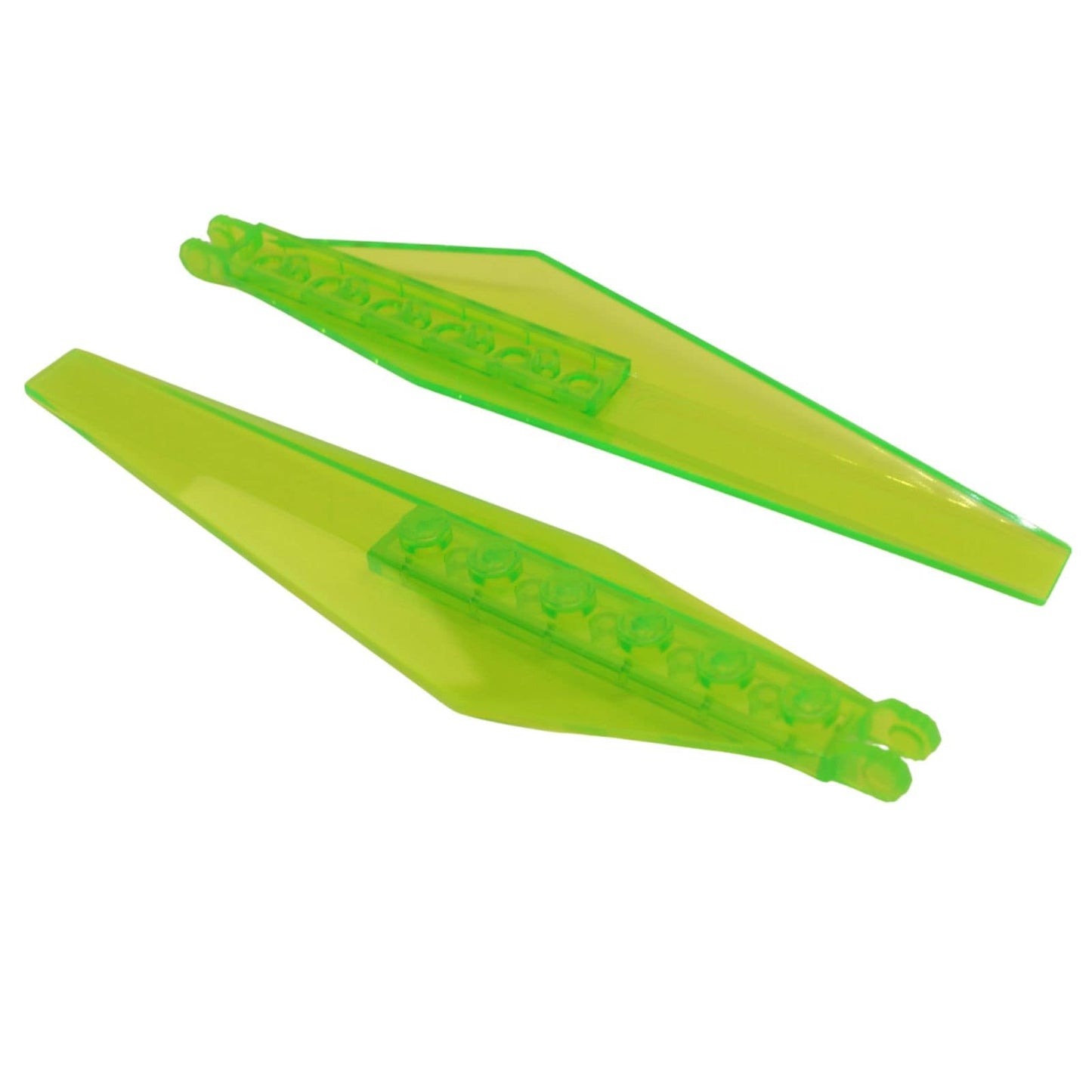 LEGO® hinge plate 3 x 12 with angled side extensions and tapered ends, large articulated plate for folding panels and structural builds, trans-neon green color
