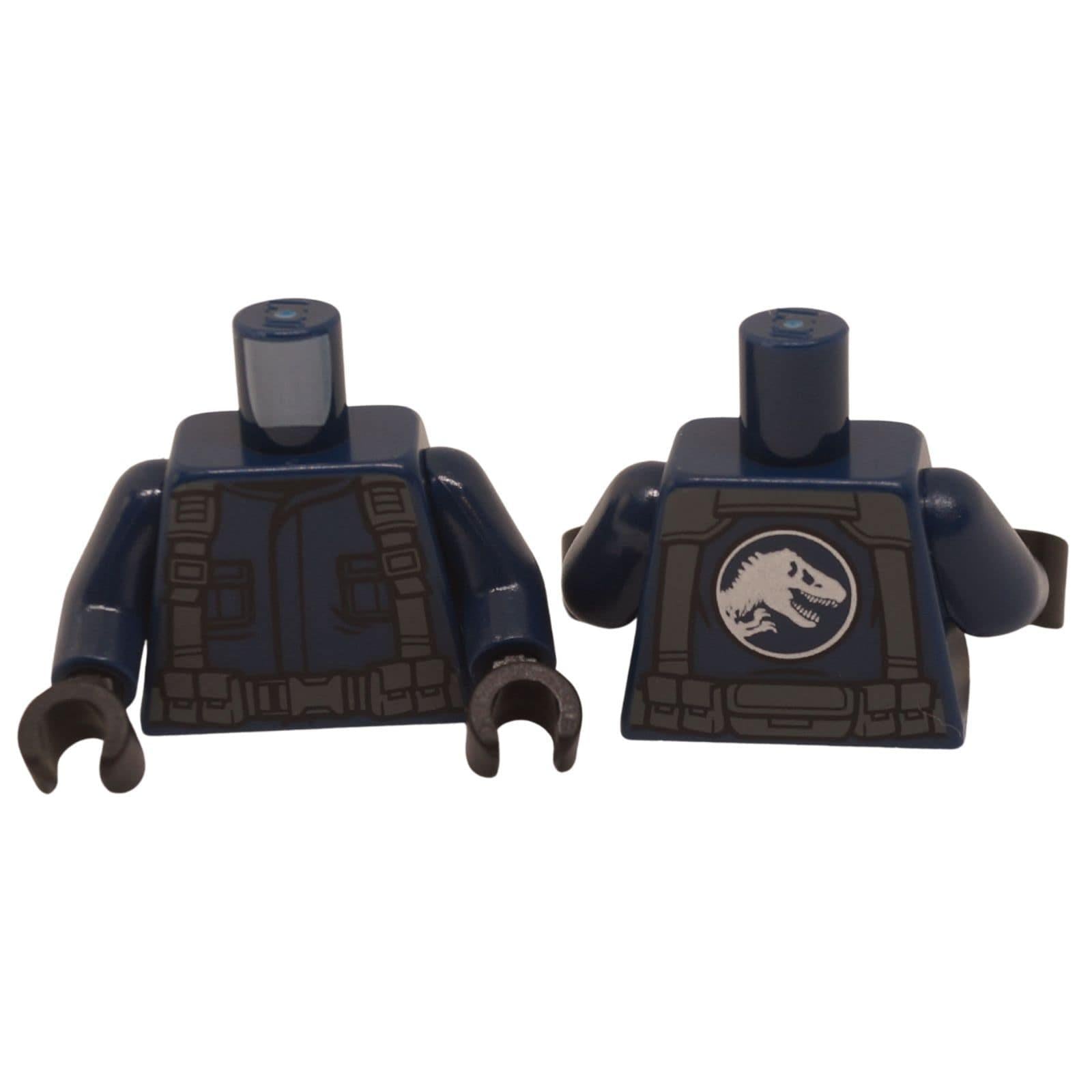 LEGO Jurassic World ACU Torso 973pb3119c01 dark blue shirt with tactical gear front and back view
