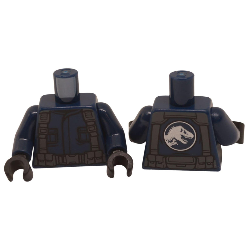 LEGO Jurassic World ACU Torso 973pb3119c01 dark blue shirt with tactical gear front and back view