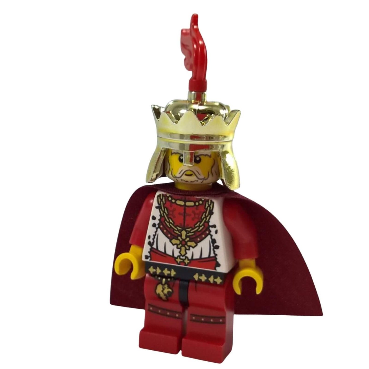 LEGO Kingdoms King minifigure cas511 with crown helmet and red cape