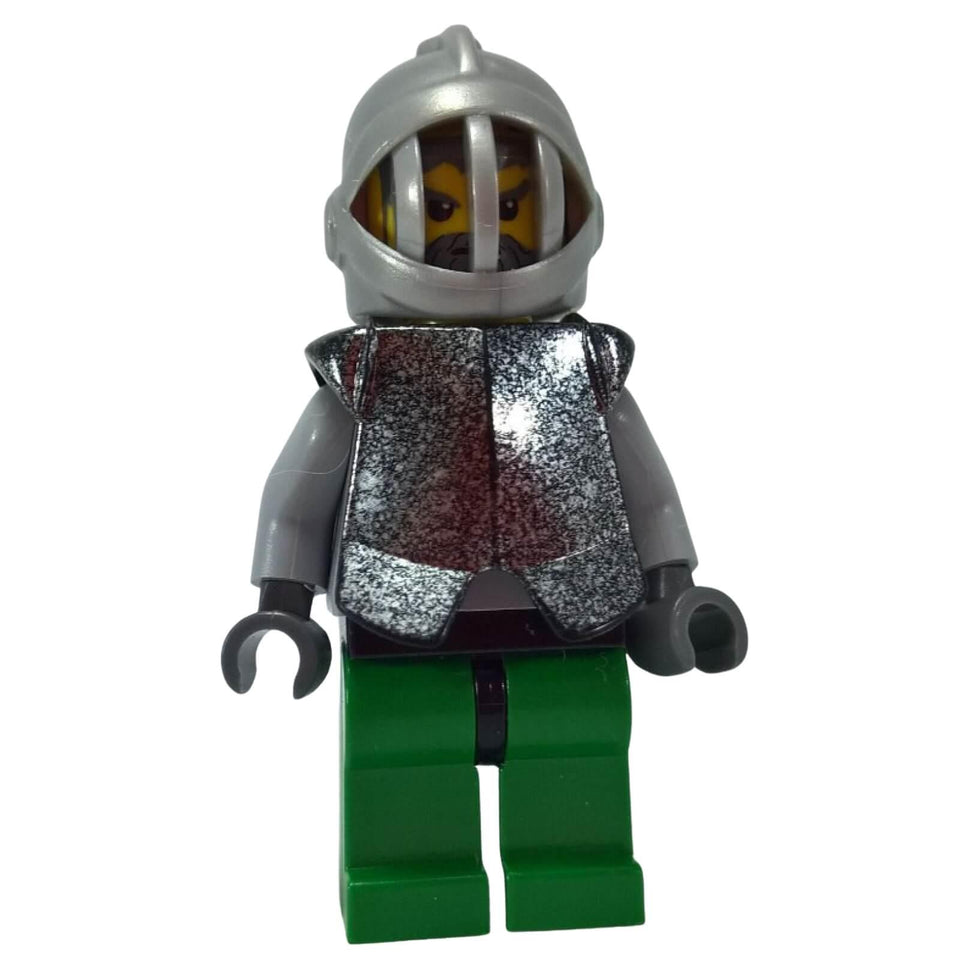 LEGO Knights Kingdom Hero Knight minifigure cas316 with metallic armor and grille helmet