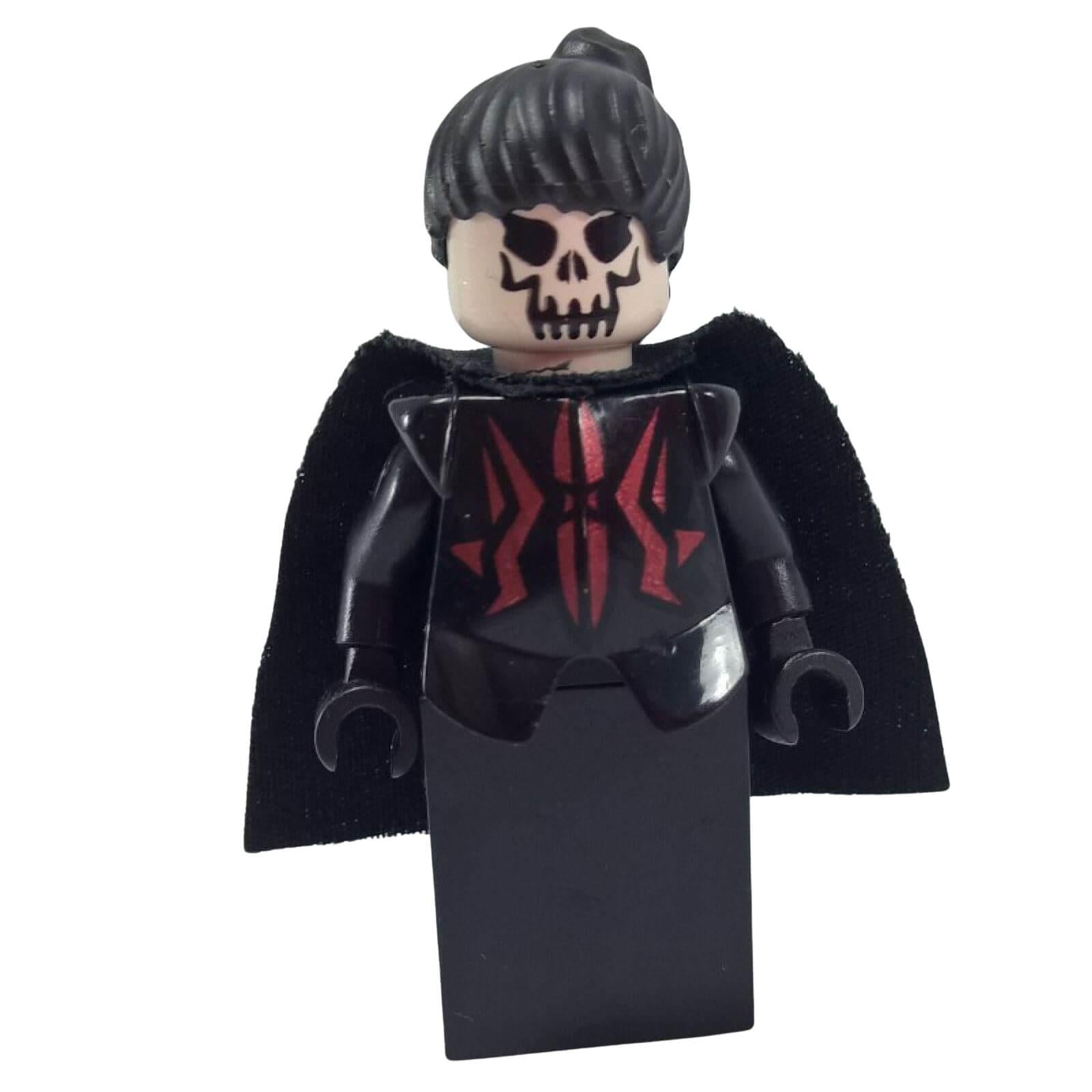 LEGO Knights Kingdom queen minifigure cas278 with skull face black cape and dress piece