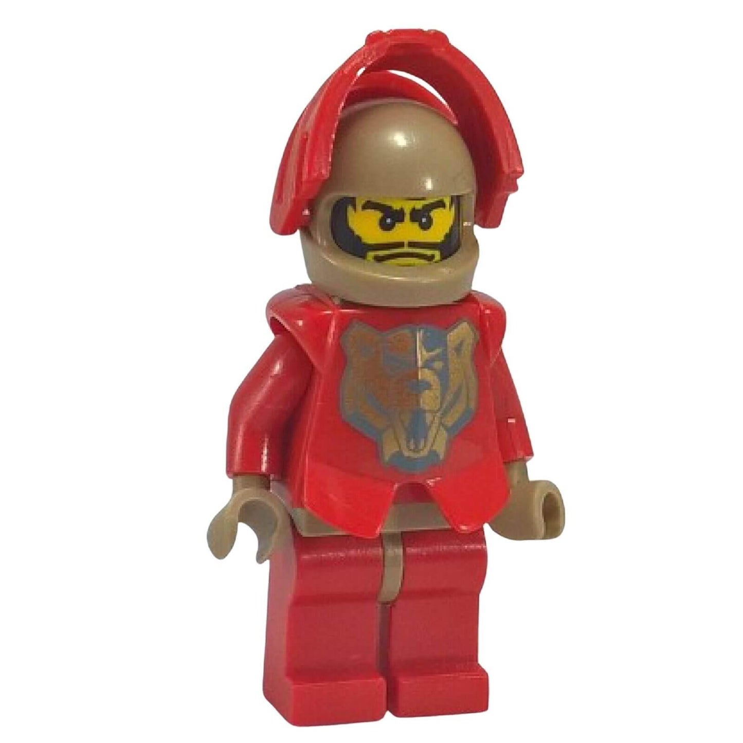 LEGO Knights Kingdom Santis minifigure cas267 red armor with helmet open 