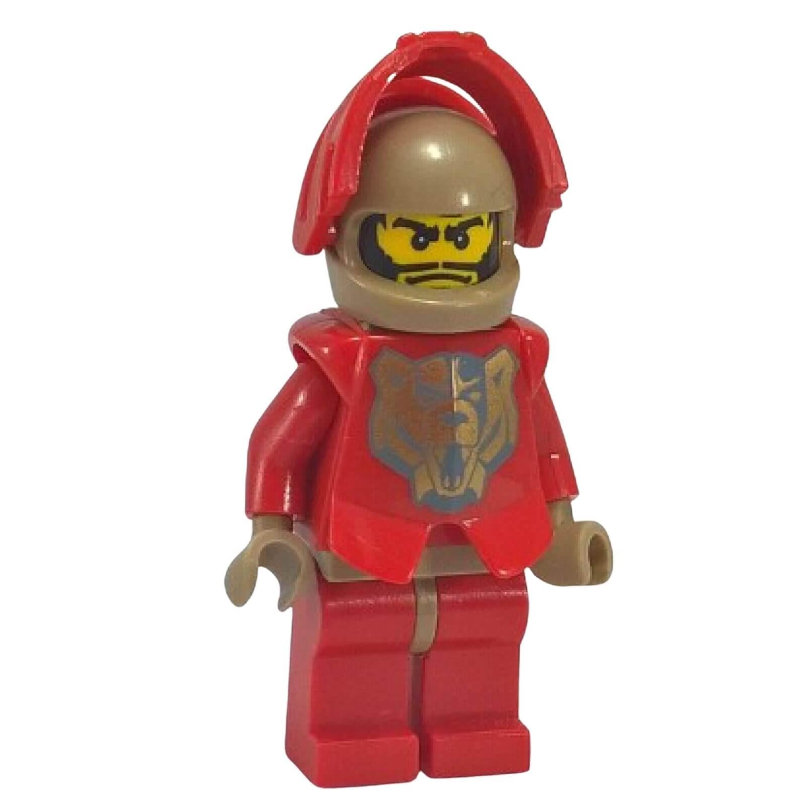LEGO Knights Kingdom Santis minifigure cas267 red armor with helmet open 