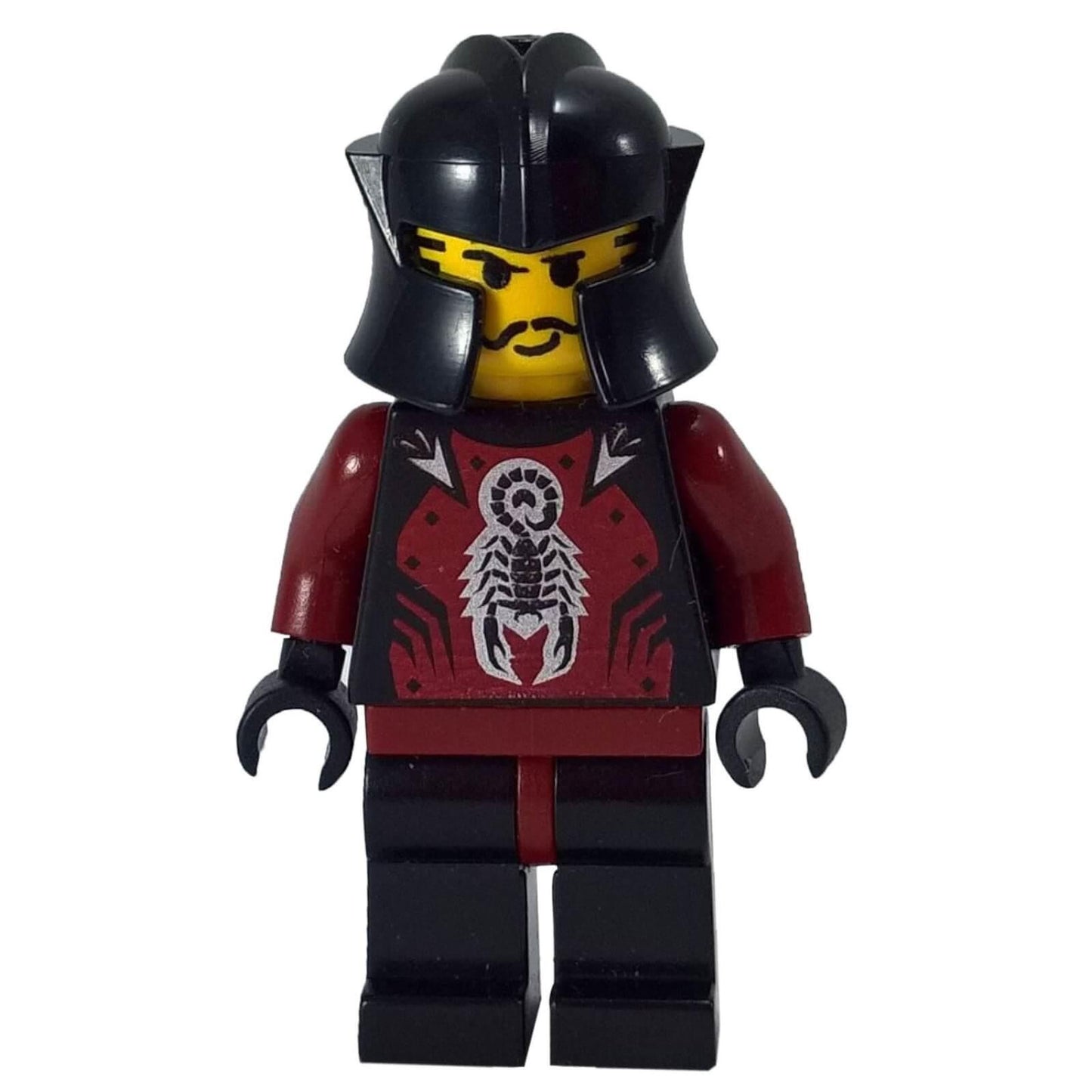 LEGO Knights Kingdom Shadow Knight minifigure cas273 with scorpion armor and textured helmet