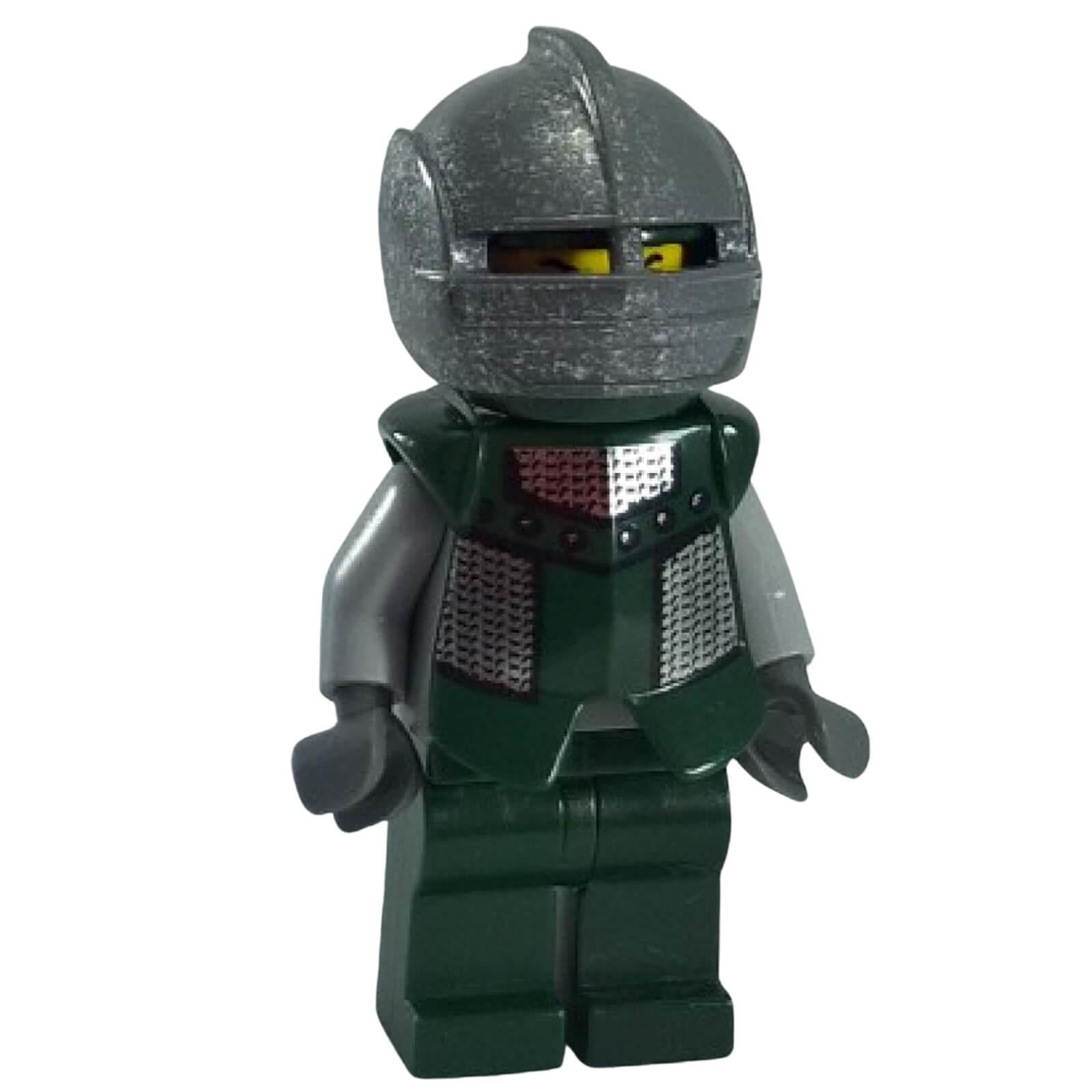 LEGO Knights Kingdom Sir Kentis minifigure cas290 with armored helmet and green torso