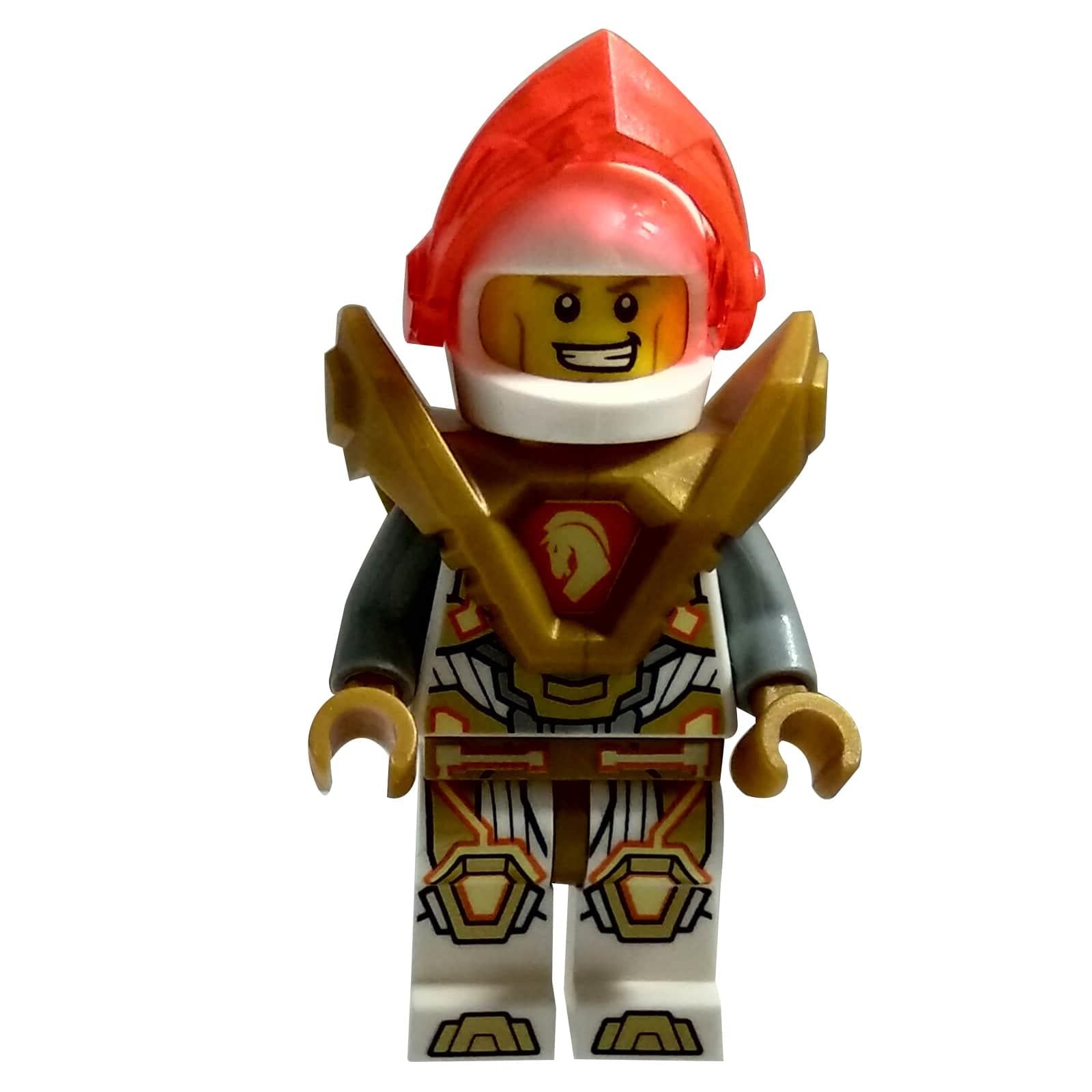 LEGO Nexo Knights Lance Richmond minifigure nex141 with pearl gold armor and orange visor.