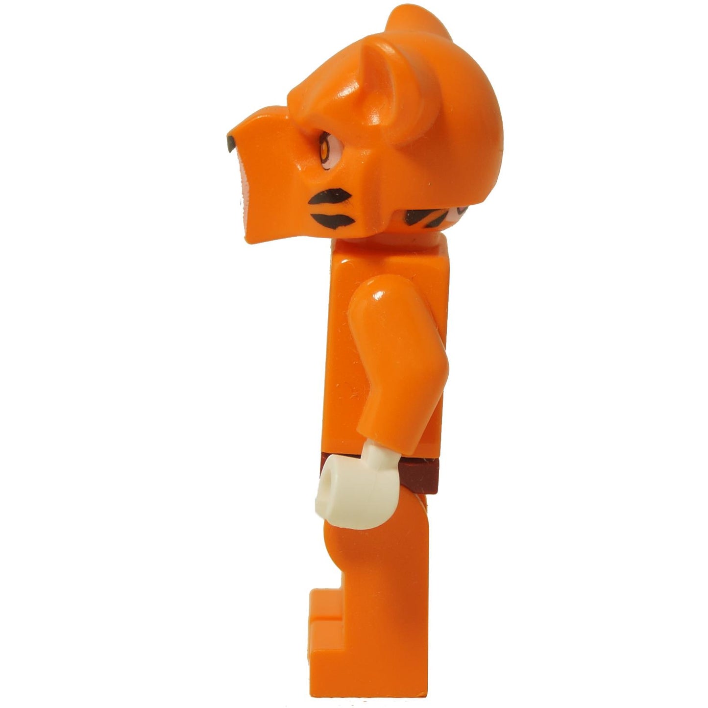 Sivukuva LEGO® Legends of Chima Tazar Minihahmo (loc139), jossa näkyvät oranssi tiikerikypärä ja yksinkertaiset oranssit kädet.