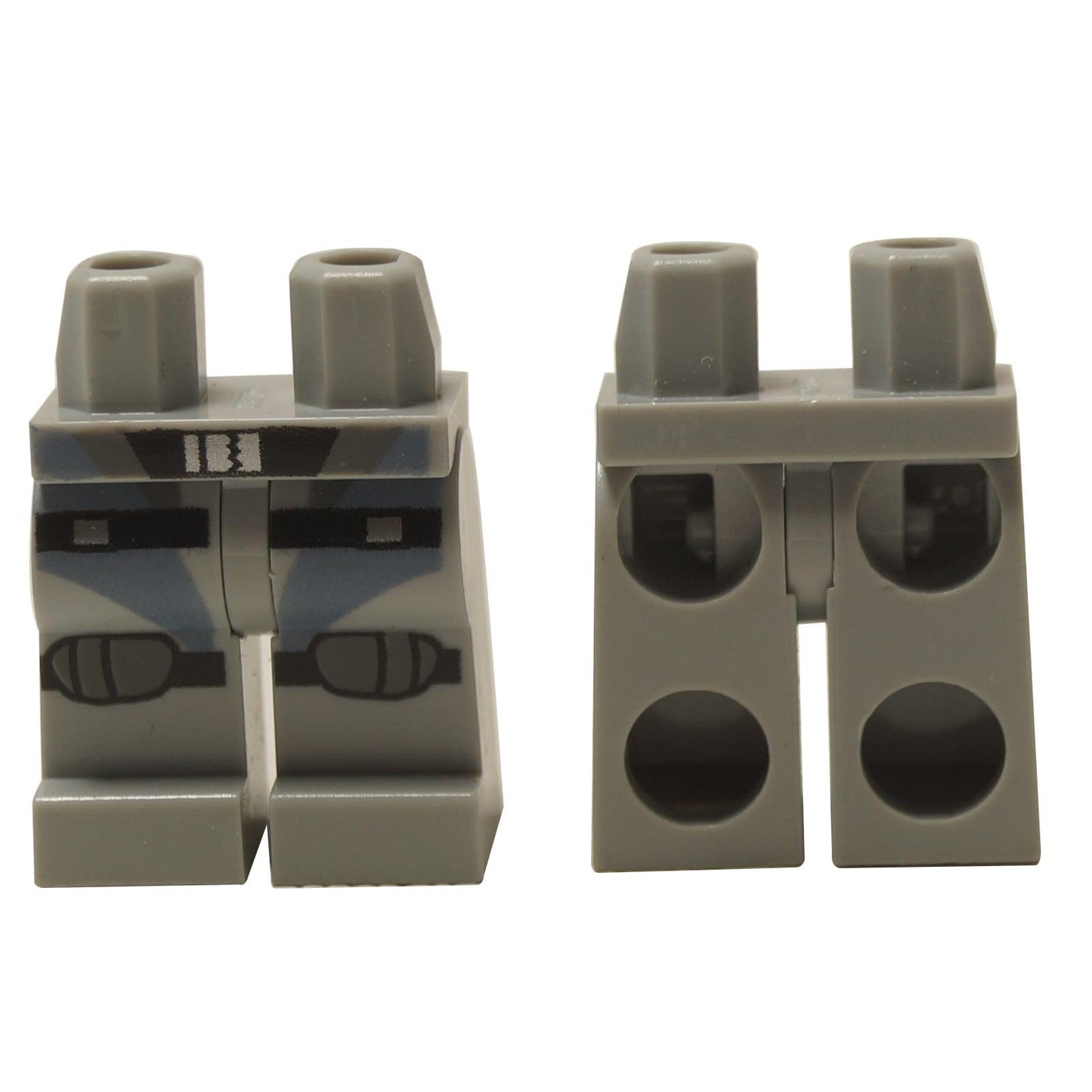  LEGO® Hips and Legs assembly (970c00pb0717) with a printed light bluish gray scuba suit, showing straps and knee pads.