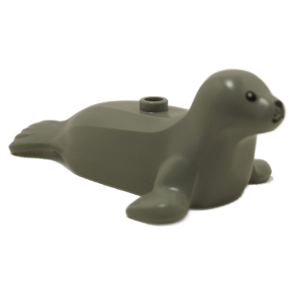 LEGO light bluish gray seal animal figure with back stud and whisker whisker dots pattern
