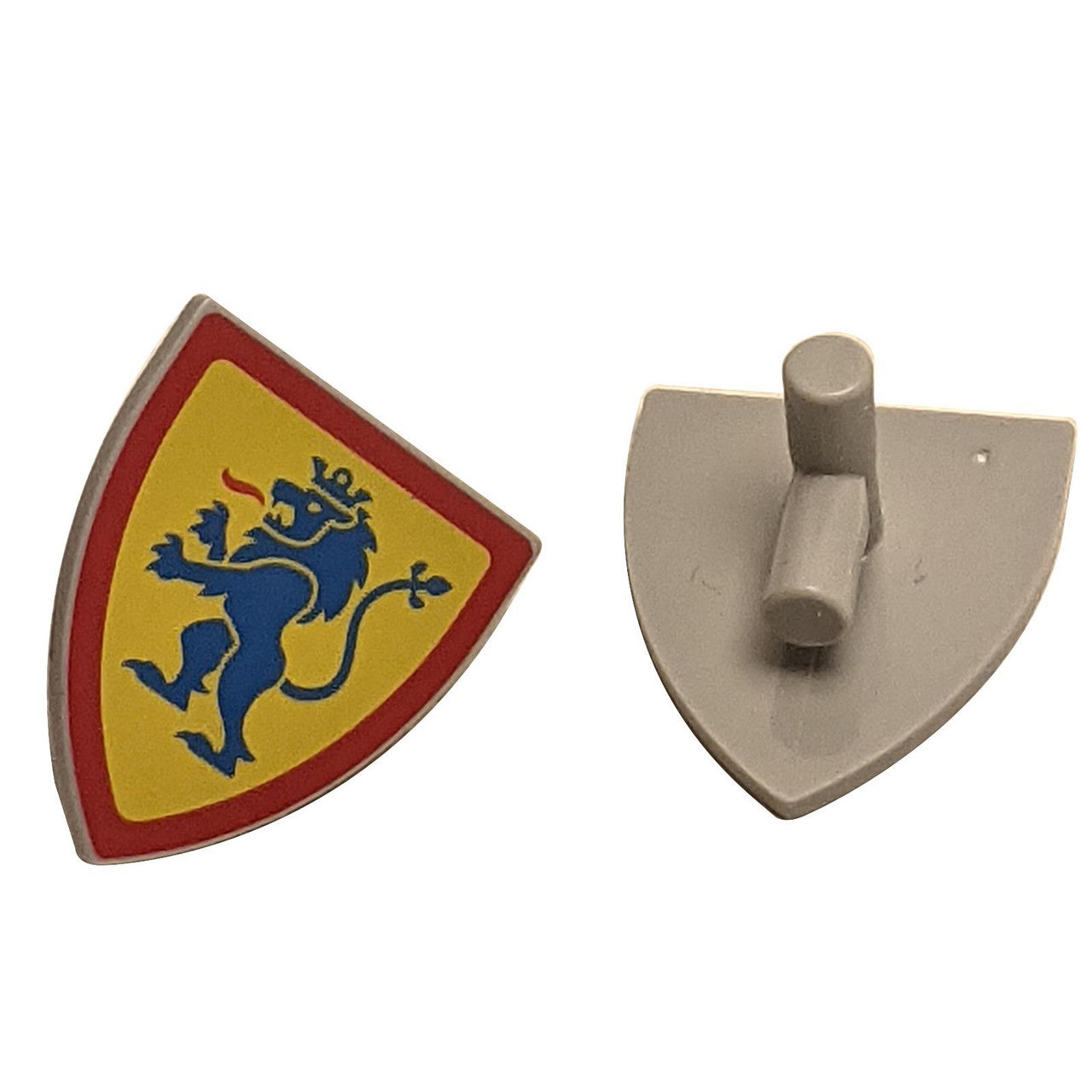 LEGO® triangular shield 3846pb062 with blue crowned lion on yellow background