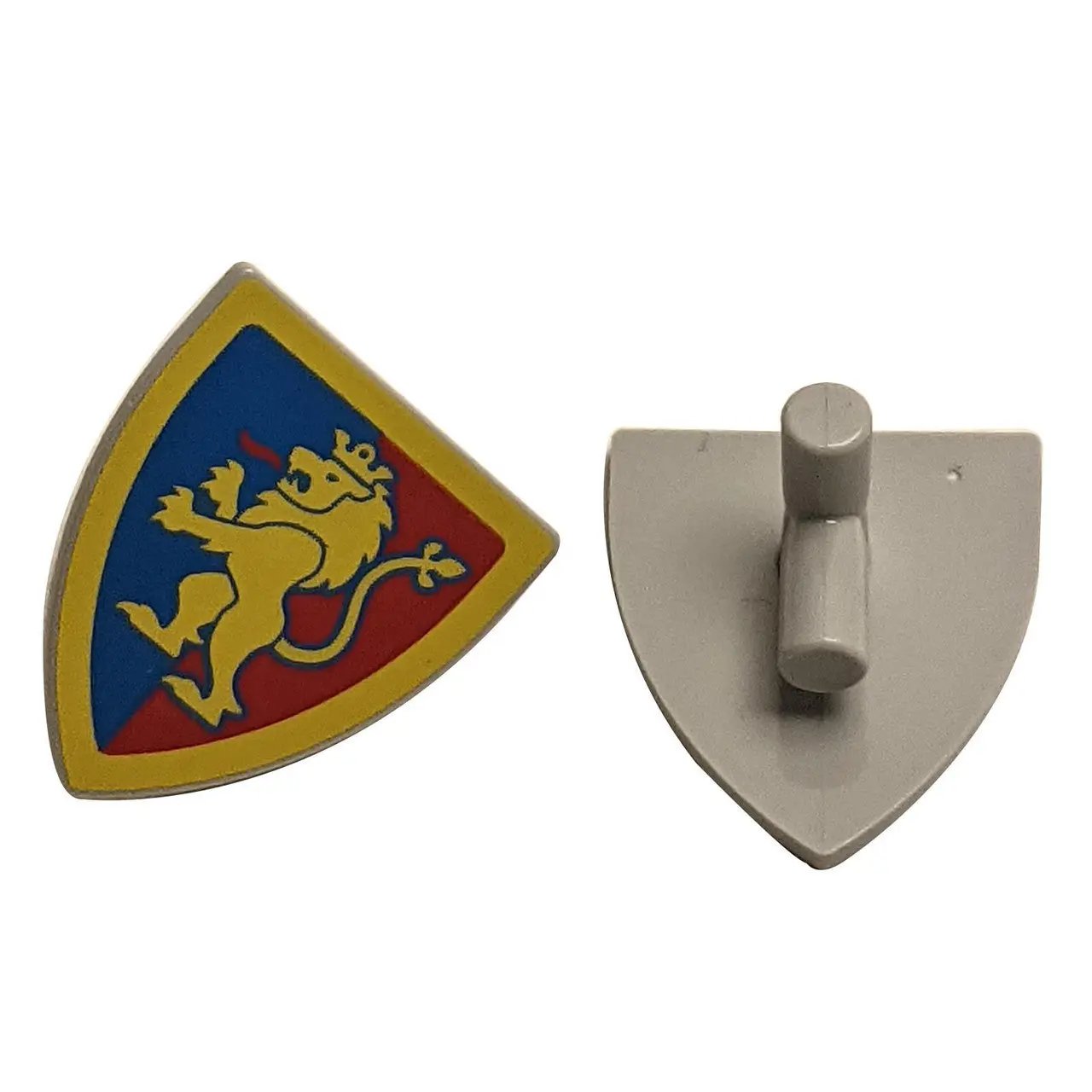 LEGO® triangular shield 3846pb063 with yellow lion on blue and red background