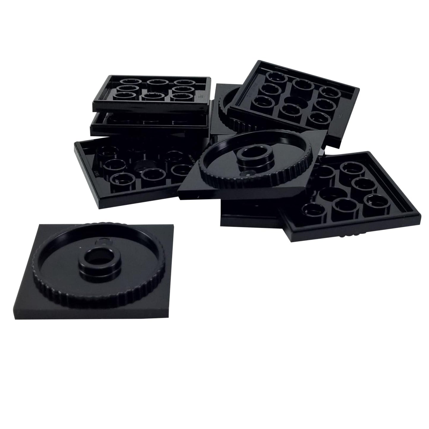 LEGO® locking turntable base 61485 in black, 4x4 rotating plate part for builds and mechanisms

