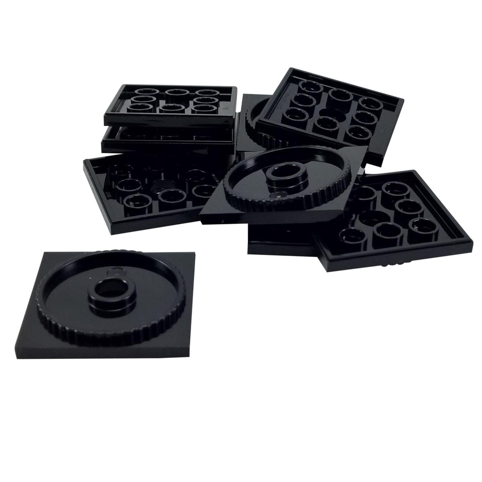 LEGO® base de plato giratorio con bloqueo 61485 en negro, pieza de plato 4x4 para construcciones y mecanismos
