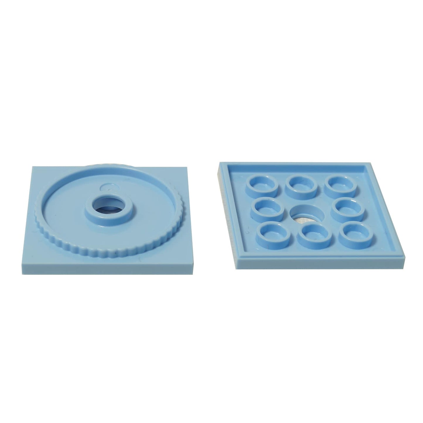 LEGO® locking turntable base 61485 in bright light blue, 4x4 rotating plate part for builds and mechanisms
