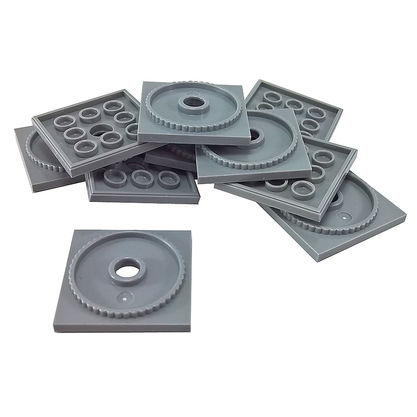 LEGO® locking turntable base 61485 in light bluish gray, 4x4 rotating plate part for builds and mechanisms
