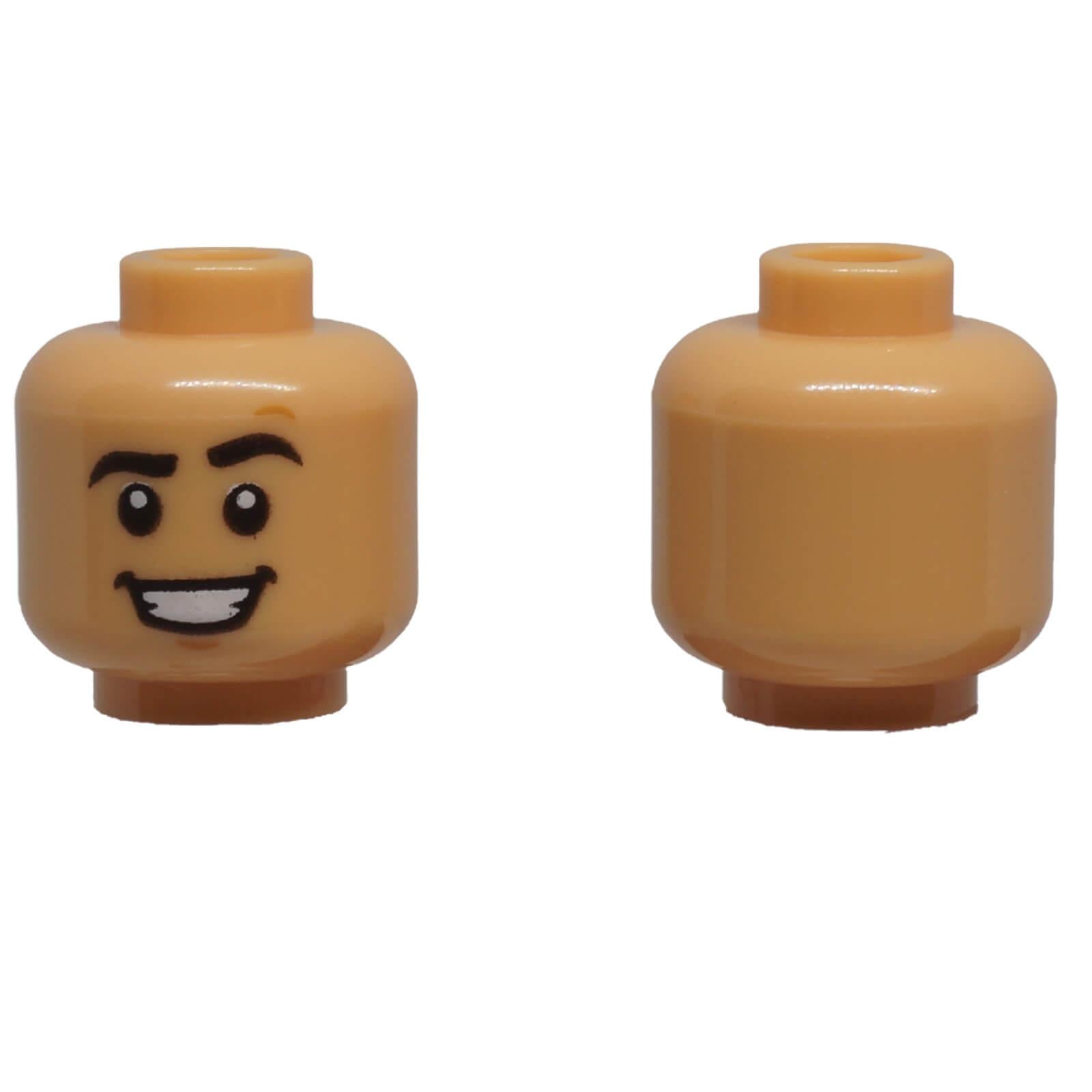 LEGO® Male Minifigure Head 3626pb3152 with Raised Eyebrow and Open-Mouth Smile